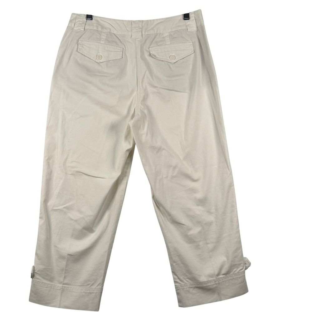 Talbots 10P Cropped Pants Stretch Cotton Button Tab Hem Coastal Y2K 90s Retro - Picture 4 of 7